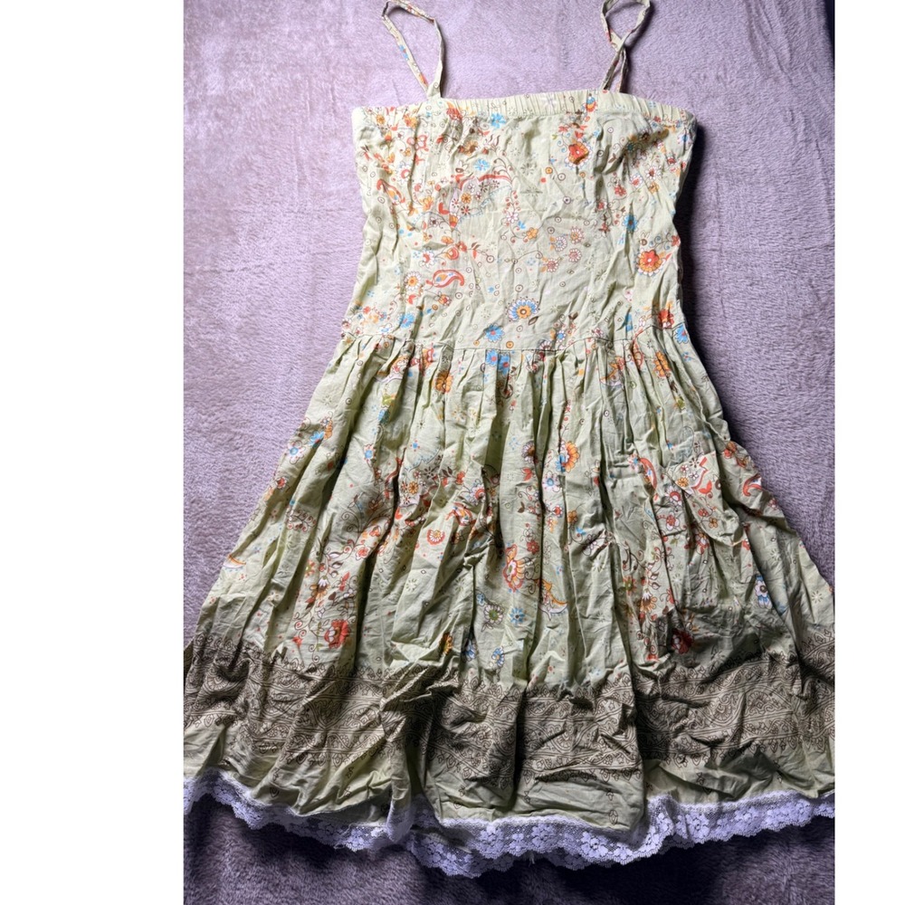 Wet Seal Vintage Y2K Floral Paisley Lace Trim Sundress Large‎ Cottagecore Summer